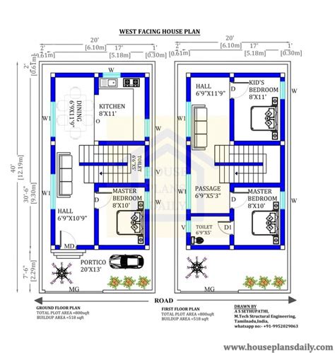 20x40 Vastu Shastra Home Plan West Facing House Plan And Designs Pdf
