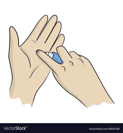Top View Close Up Hands Using Hand Sanitizer Vector Image
