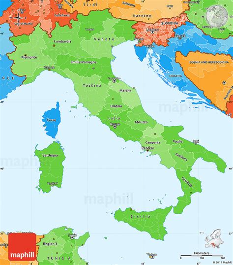 Political Shades Simple Map Of Italy
