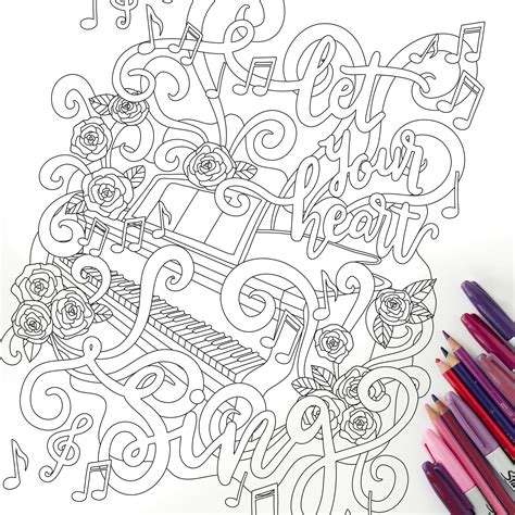 Let Your Heart Sing Coloring Page Sarah Renae Clark Coloring Book