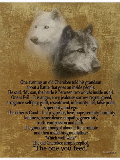 The Two Wolves Cherokee Proverb Photographic Print For Sale By
