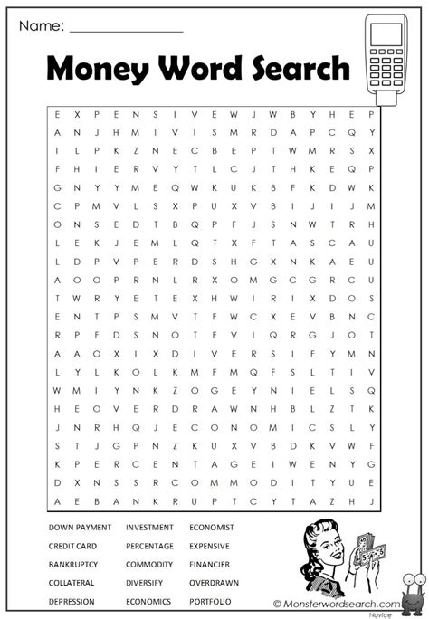Money Word Search Monster Word Search