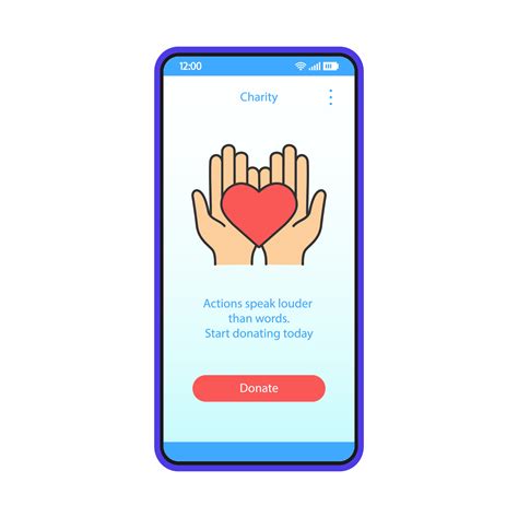 Charity App Smartphone Interface Vector Template Make Donation Online Mobile Fundraising