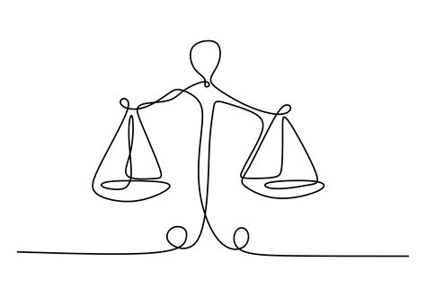 One Line Drawing Of Law Balance Or Scale Icon Symbol Of Court And