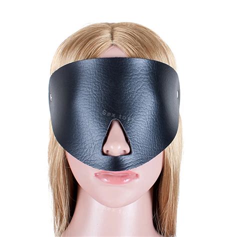fetish eye mask pu leather blindfold open nose mask adult products bondage female sex toys