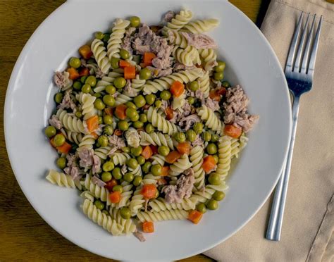 Rotini Pasta Salad With Carrots And Peas Stock Image Image Of Meal