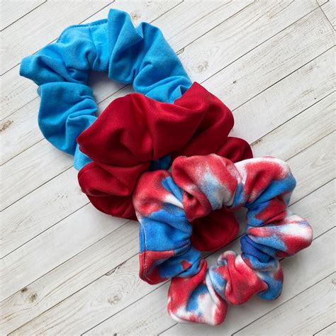 Red White And Blue Tie Dye Scrunchie Pack 4th Of July Etsy