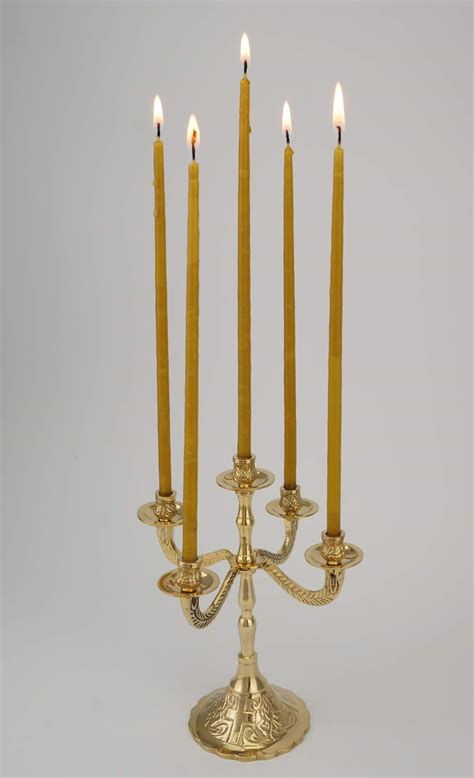Five Candle Brass Candelabra Orthodox Candle Holders Blessedmart