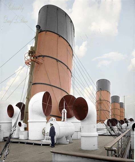 Ocean Liners On Instagram Beautiful Colorized Image Of The Funnels Of