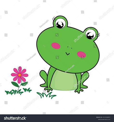 Cute Frog Flower Vector Illustration Stock Vector Royalty Free