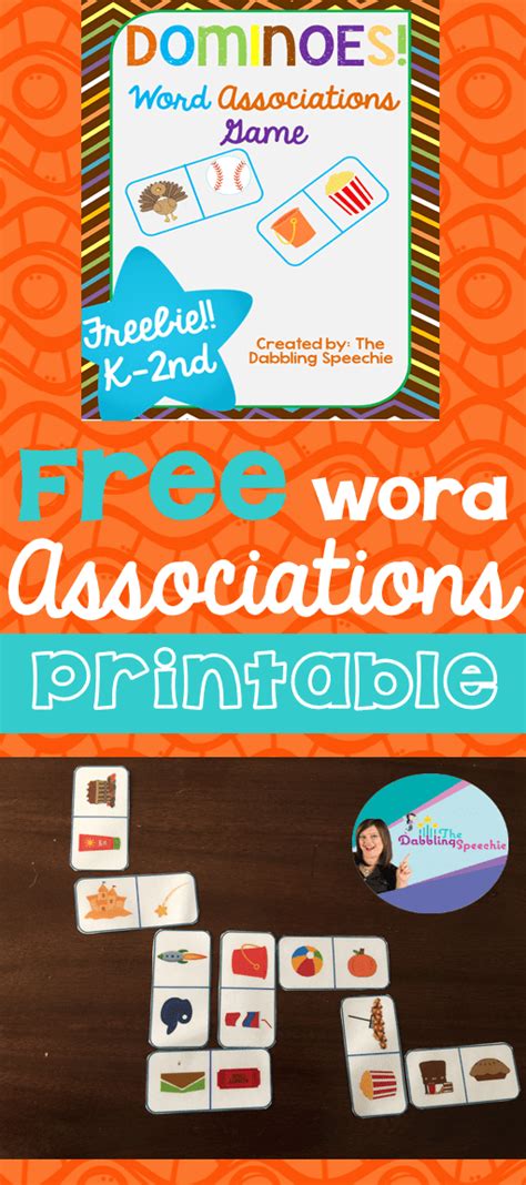 Word Associations Game For Dominoes Free Printable Thedabblingspeechie