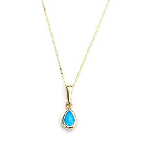 Ct Yellow Gold Turquoise December Birthstone Pendant Necklace