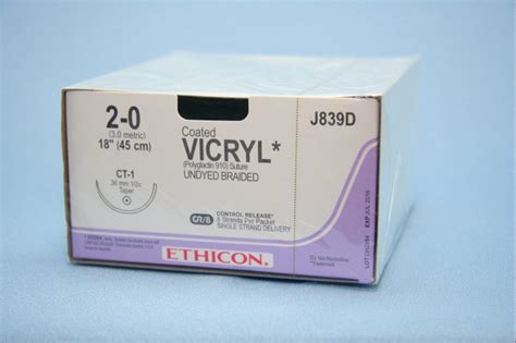 Ethicon Suture J839d Sd 2 0 Vicryl Undyed 8 X 18 Ct 1 Taper Cr8
