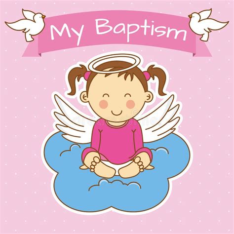 Girl Baptism Stock Vector Illustration Of Cartoon Announcement 63279708