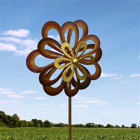 Large 2ft Kinetic Wind Sculpture Art Dual Spinner Metal Large Outdoor