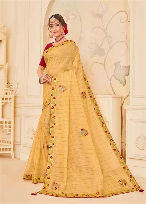 Yellow Embroidered Designer Silk Saree Designer Silk Sarees Traditional Sarees Party Wear Sarees