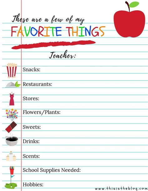 Teacher S Favorite Things A Must Have Printable For Room Parents