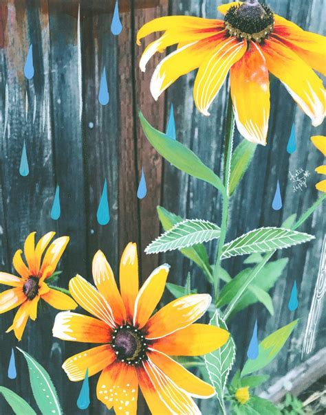 Garden Fence Art Garden Mural Black Eyed Susan Flower Mural Flower