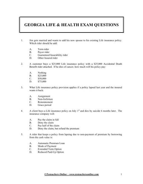 Illinois Life And Health Exam Questions Testeachers Online