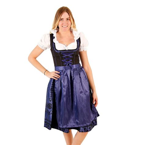 Oktoberfest Drindl Bavarian German Beer Girl Blue Maid Costume Dress