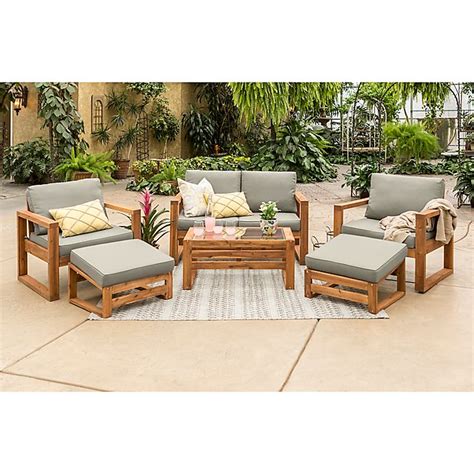 Forest Gate Otto 6 Piece Acacia Wood Patio Chat Set In Brown Bed Bath