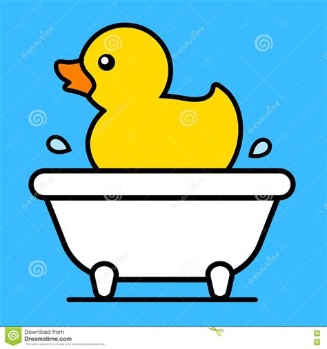 Cartoon Yellow Rubber Duck In A Bathtub Stock Vector