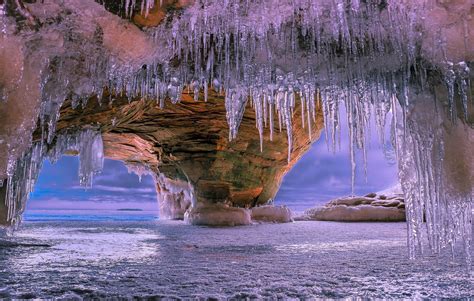 Download Stalactite Winter Sea Ocean Beach Cave Frozen Nature Ice Hd