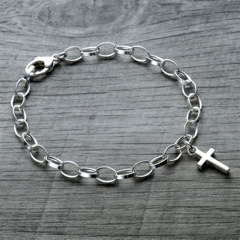 Amazon Cross Charm Bracelet In Sterling Silver Handmade