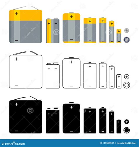 Vector Set Of Battery Icons Different Types Various Graphic Styles