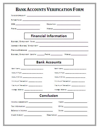 Exampls ofsome application letter as mobile banker. 6+ Bank Account Word Forms | Word, Excel & PDF Templates