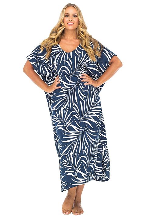 Tropical Print Plus Size Long Maxi Dress Beach Cover Up Caftan Back From Bali
