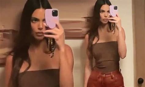 Kendall Jenner Looks Serious As She Poses For Instagram Selfie In Strapless Top And Leather Pants