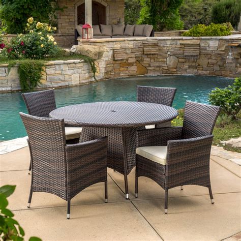 Rattan Wicker 5 Piece Outdoor Setting Dining Patio Set Wicker Piece