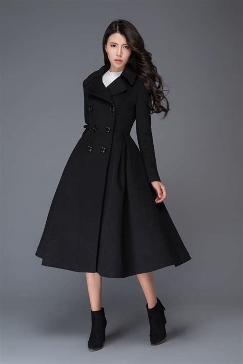 wool coat black coat swing coat long coat long coat dress etsy vestidos estilosos casacos