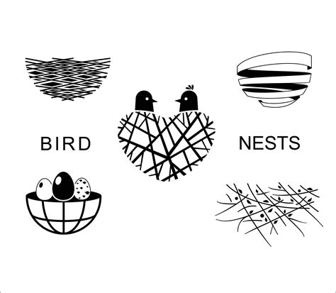 Set Bird Nests Icons Nests Svg Bird Nests Pdf Vector Etsy