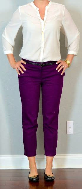 Outfit Posts Outfit Post Purple Cropped Pants White Blouse Black