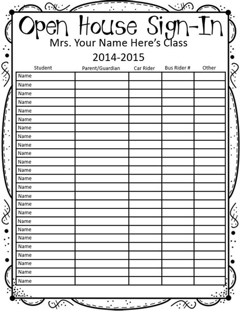 Open House Sign In Sheet Printable Free