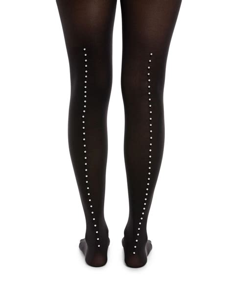 Wolford Cotton Pearl Back Seam Tights In Black Lyst