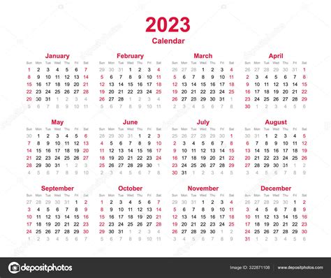 Calendario 2023 Meses Calendario Vectorial Anual Año 2023 Plantilla