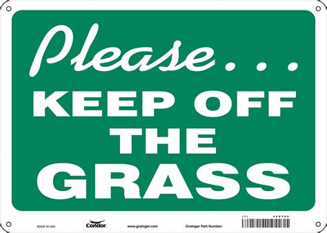Condor Safety Sign Please Keep Off The Grass Sign Header No Header