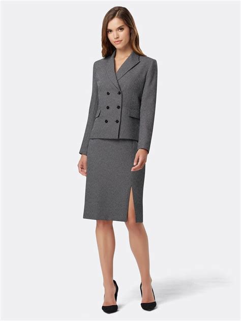 Double Breasted Textured Skirt Suit Suits For Women Textured Skirt
