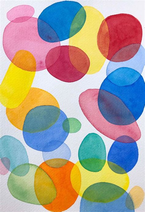Overlapping Circles Abstract Watercolor Small Vertical Etsy In 2021