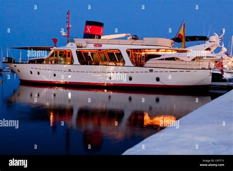 Classic Motor Launchboat At Puerto Banus Harbour Marbella Spain