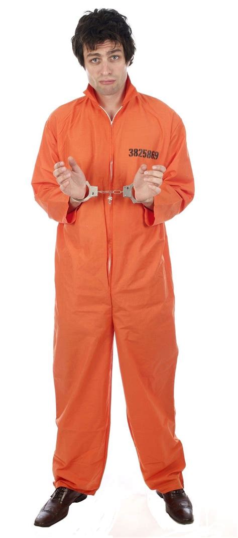 Orange Prisoner Jumpsuit Boiler Suit Mens Halloween Fancy Dress Costume