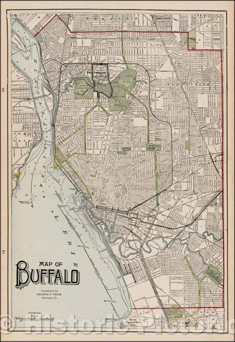 Historic Map Map Of Buffalo 1890 George F Cram V2 In 2021