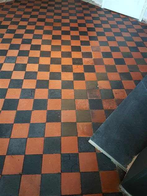 Removing Paint Spots From Black And Red Quarry Tiles In Knaresborough