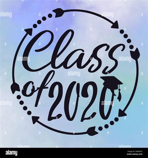 Class Of 2020 With Graduation Cap And Frame With Arrows And Dots On