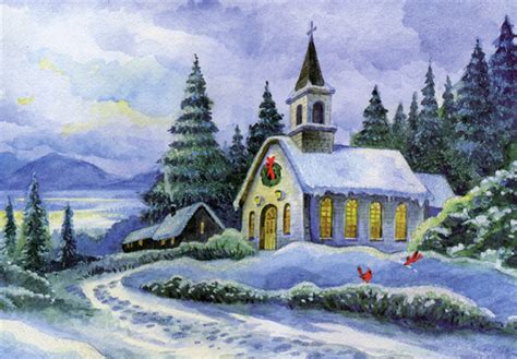 Snow Covered Church 18 Cards18 Envelopes Designer