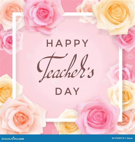 Teachers Day Card With Roses Stock Vector Illustration Of Design