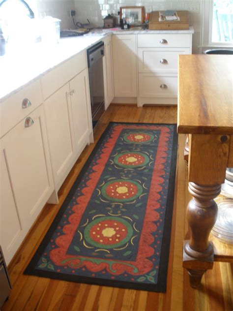 Suzanni And Borders Floorcloth Runner In The Kitchen Floor Cloth